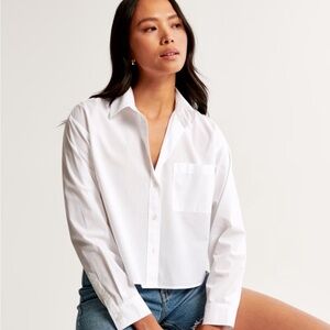 White cropped Abercrombie button up